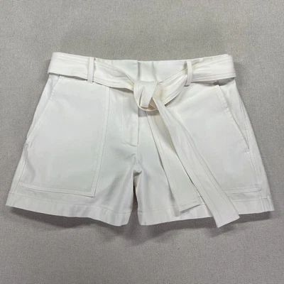 Ann Taylor Shorts Womens 4 White Belted High Rise Cotton Blend Summer Pockets - Image 1 of 4