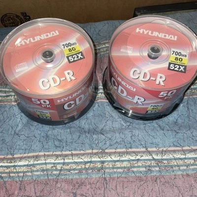 2-50 Pack Hyundai CD-R 700mb 80minute Video 52xmulti Speed - Image 1 of 4