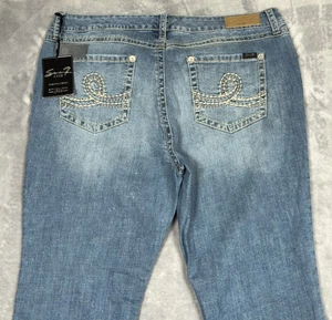 Seven7 Jeans Womens 22 43x34 Bootcut Luxe Denim Stretch Thick Stitch Distressed - Picture 1 of 14