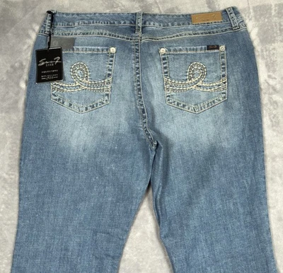 Pantalones de mezclilla Seven7 para mujer 22 43x34 Bootcut Luxe elásticos punto grueso desgastados Foto 1 de 4