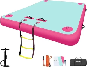 Balsa isla flotante plataforma inflable rosa y cian knockout de 6,5' x 5' x 6" - Imagen 1 de 8