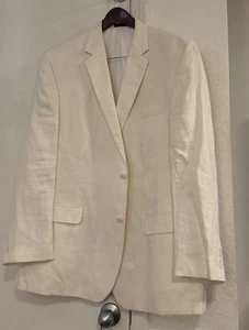 New Calvin Klein 2btn Ivory Linen Sportcoat 50 L Long - Picture 1 of 3