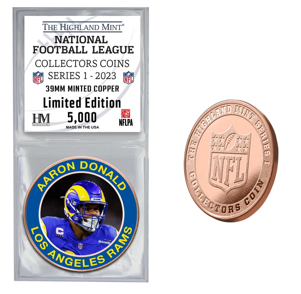 BDA Aaron Donald Los Angeles Rams NFLPA Kupfer Player Collectors Coins