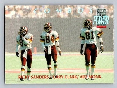 1992 Pro Set Power Combos Ricky Sanders Gary Clark Art Monk #7 HOF Redskins - Image 1 of 2