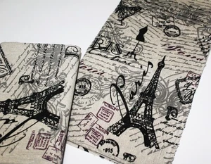 Paris Themed Fabric-Black & Burgundy on Natural - Over 3 Yards Tota - LAST TWO - Picture 1 of 5
