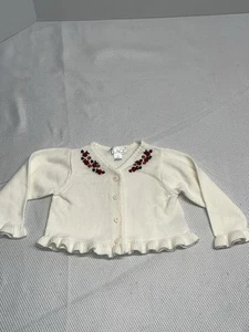 Childrens Place Baby Girls White Cardigan Sweater Flowers Size 12 Months - Picture 1 of 9
