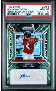 2024 Roman Anthony Panini Prizm Sensational Signature verde firmado SSRA PSA 10 - Imagen 1 de 2