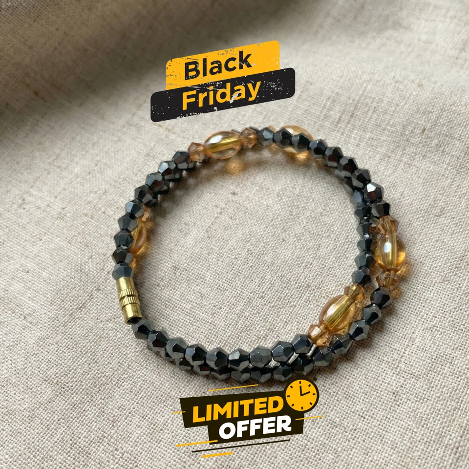 Bracciale di Perle Donna Nero – Elegante a Spirale – IN Vetro Modeschmuckpe - Immagine 1 di 1