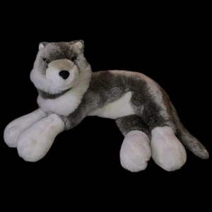 Peluche Grey Wolf 9" Advance Concepts L. C. 2002 juguete de peluche perro pequeño acostado - Imagen 1 de 6