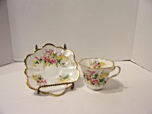 ROSINA CUP AND SAUCER FLORAL BONE CHINA - Picture 1 of 4
