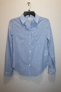 LILLY PULITZER CASUAL BUTTON-UP SHIRT WOVEN STRIPED BLUE & WHITE SIZE XS - Picture 1 of 4