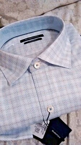 NWT Bugatchi men's L long sleeve button down shirt Jacq cross like shapes Shaped - Picture 1 of 11