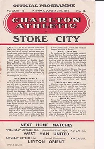 CHARLTON ATHLETIC v STOKE CITY ~ 24. OKTOBER 1959 ~ KOSTENLOSER VERSAND NACH UK!! - Bild 1 von 1