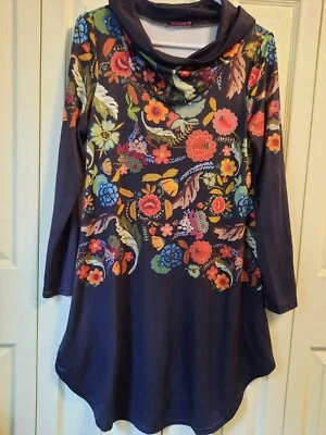 Vestido para mujer Azalea by Firmiana marrón floral flores cuello capucha talla S Foto 1 de 4