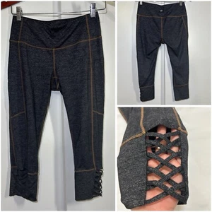 Athleta Women’s Cross Cross Cut Out Cropped Leggings Gray Size Small - Picture 1 of 10
