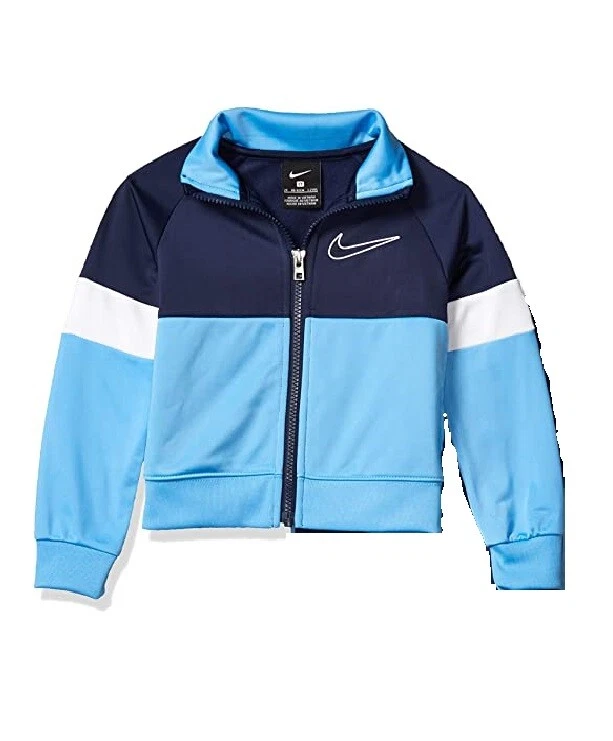 Nike Oversized Swoosh Logo Windrunner Woven Jacket Laser Blue Boys Size 4 XS