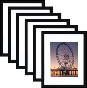 11X14 Picture Frame Set of 6, Fits 8X10 with Mat or 11X14 without Mat - Picture 1 of 12