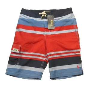 Polo Ralph Lauren Boys Red Multi Stripe Swim Trunks - Picture 1 of 2