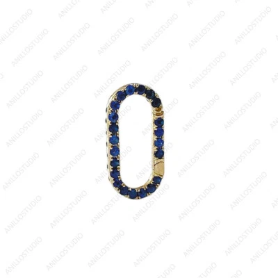 Connector Charm Holder Blue Sapphire Enhancer Oval Pendant,Necklace in 14k Gold - Image 1 of 3
