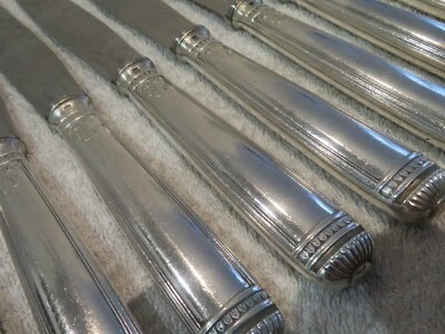 复古 1990 镀银 11 件餐刀 Christofle Malmaison 刮痕 — 第 1/4 张图片