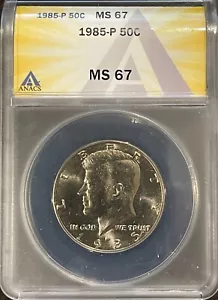 1985 Kennedy Half Dollar 50c ANACS MS67 - Free Shipping - Picture 1 of 2