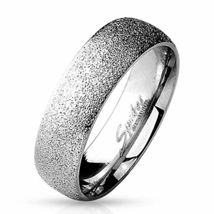 6mm Sand Sparkle Finish Dome Surface 316L Stainless Steel Wedding Band 5-12 New - Picture 1 of 9