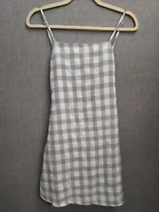 Top Dusty Blue Gingham verstellbarer Spaghettiträger hinten offen zum Binden Einheitsgröße - Bild 1 von 7