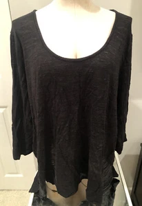 Camicia da donna Dahlia manica a 3/4 nera macchiata taglia 3X - Foto 1 di 5
