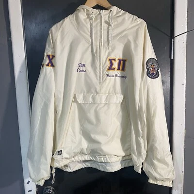 复古 Bill Gates Rowan University 白色风衣夹克,尺寸 L — 第 1/4 张图片