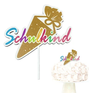 Schulkind Torten Topper Holz Kuchen Muffin Aufsatz Echtholz Deko Einschulung - Bild 1 von 1