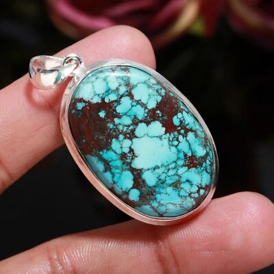 Colgante de piedras preciosas turquesa tibetana de plata de ley 925 hecho a mano joyería Foto 1 de 4