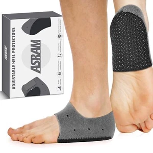 NIB ASRAM Plantar Fasciitis Pair of Adjustable Gray Heel Sleeve Protectors L - Picture 1 of 5