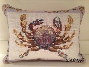 Crab Needlepoint Pillow 12"x16" NWT - Picture 1 of 1