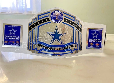 Dallas Cowboys Superbowl Championship Leather title belt Adult size 2mm 4mm Cover