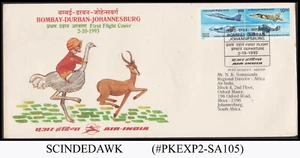 INDIA - 1993 AIR-INDIA JOHANNESBURG - DURBAN - BOMBAY FIRST FLIGHT COVER FFC  - Picture 1 of 2