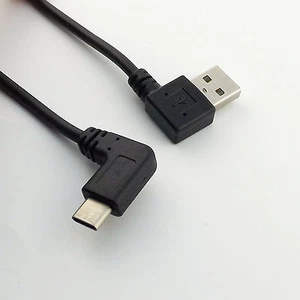 1x USB 2.0 Male Left Angled 90 Degree to USB 3.1 Type C Male Data Charger Cable - Picture 1 of 4