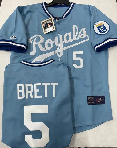 GEORGE BRETT KANSAS CITY ROYALS THROWBACK BLUE JERSEY PICK SIZE MED-2X MAJESTIC Cover