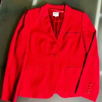 Chaqueta ARMANI COLLEZIONI Giorgio Italia Texturizada Roja Lana Virgen Talla 14 Foto 1 de 4
