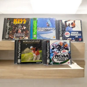 PS1 PlayStation World Cup Golf NCAA Football March Madness Coolboarders 2 KISS - Picture 1 of 16