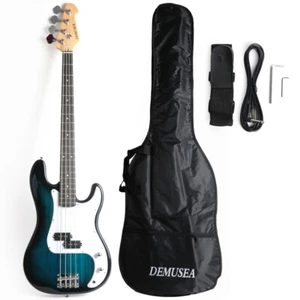 Blueburst color electric 4 strings P bass phoenix body maple neck gigbag - Picture 1 of 8