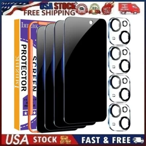 IMBZBK 4+4 Pack do iPhone 15 Plus Ochrona ekranu prywatności i obiektywu aparatu - Zdjęcie 1 z 15