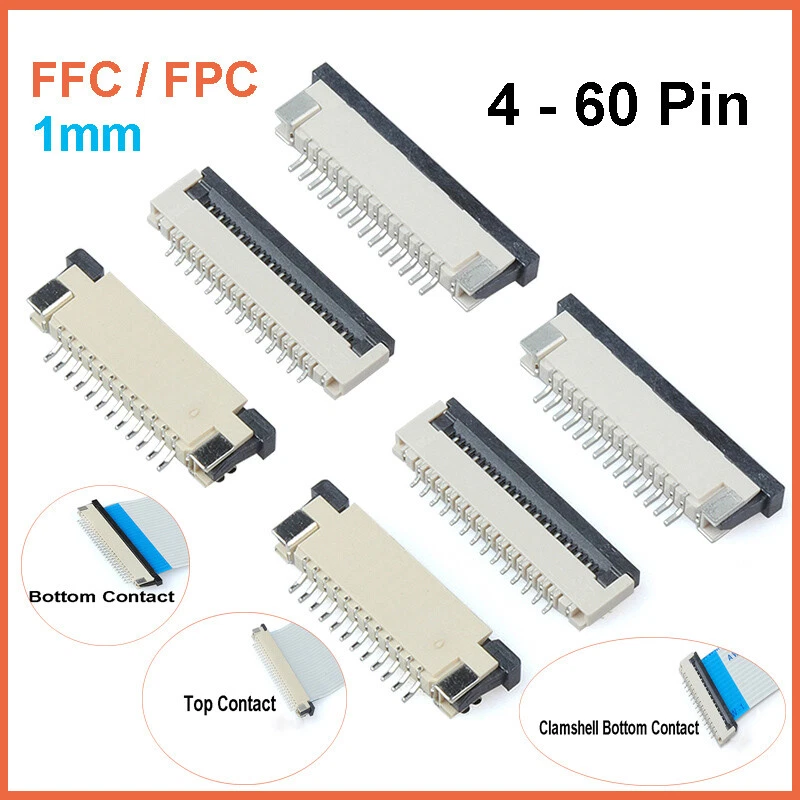 FFC/FPC Connector 0.5mm Pitch 4/6/8/9/10/12/14/16/18/20-60Pin TOP/BOTTOM Contact - Image 1 of 4