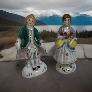 2 Vintage Porcelain Figurines Victorian Woman And Man Made in Occupied Japan - Picture 1 of 9