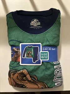 JURASSIC WORLD BOYS 2 PC SLEEPWEAR SET SIZE L )10-12 PAJAMAS LONG SLEEVE NEW - Picture 1 of 5