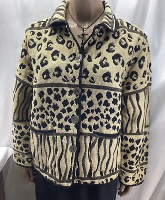 Chaqueta Blazer Jane Ashley Tapiz Botón Frontal Estampado Animal Talla M JEG230810/M1 Foto 1 de 4
