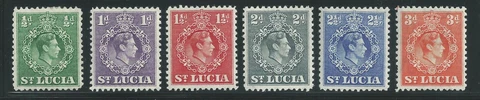 St. Lucia Scott # 110-111, 113-115, 117 MH George VI Definitive Issues Cover