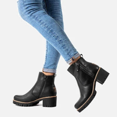 Panama Jack Premium Stiefel schwarz Leder warm Doppelreißverschluss