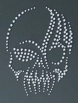Hotfix Strass Bügelbild Totenkopf DMC Glasstrass Applikation zum aufbügeln  - Bild 1 von 4