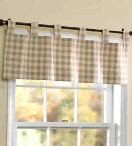 Thermalogic Buffalo Check Top Valance Curtain 40"W x 15"L, Wheat - Picture 1 of 4