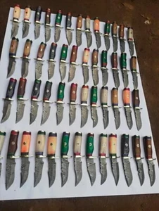 Lot of 20 CUSTOM HANDMADE DAMASCUS STEEL 6" SKINNER HUNTING KNIVES W/ SHEATH USA - Picture 1 of 9